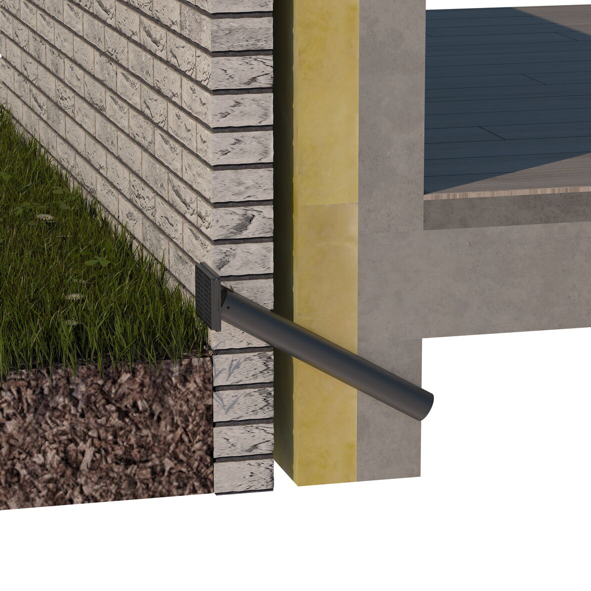 Ubbink renovatiekoker met muurrooster zwart