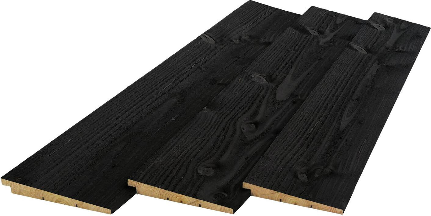 25 x 195 mm Douglas Zweeds rabat fijnbezaagd zwart wb=180 PEFC