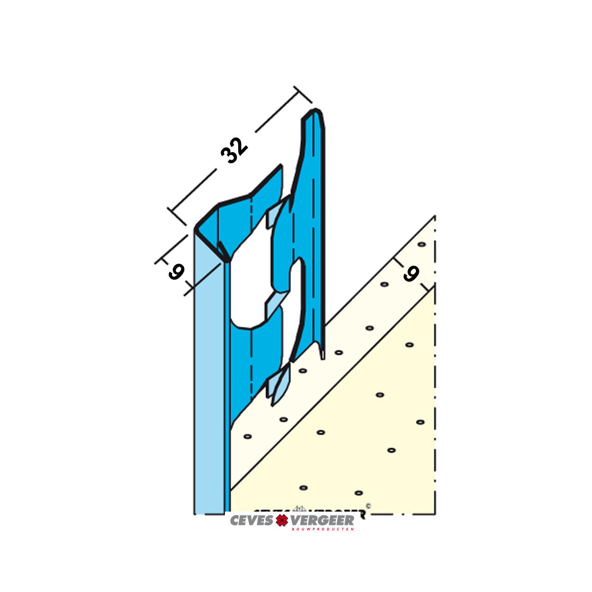 Stucstop 1211 binnen verzinkt 9 mm lengte 2600 mm