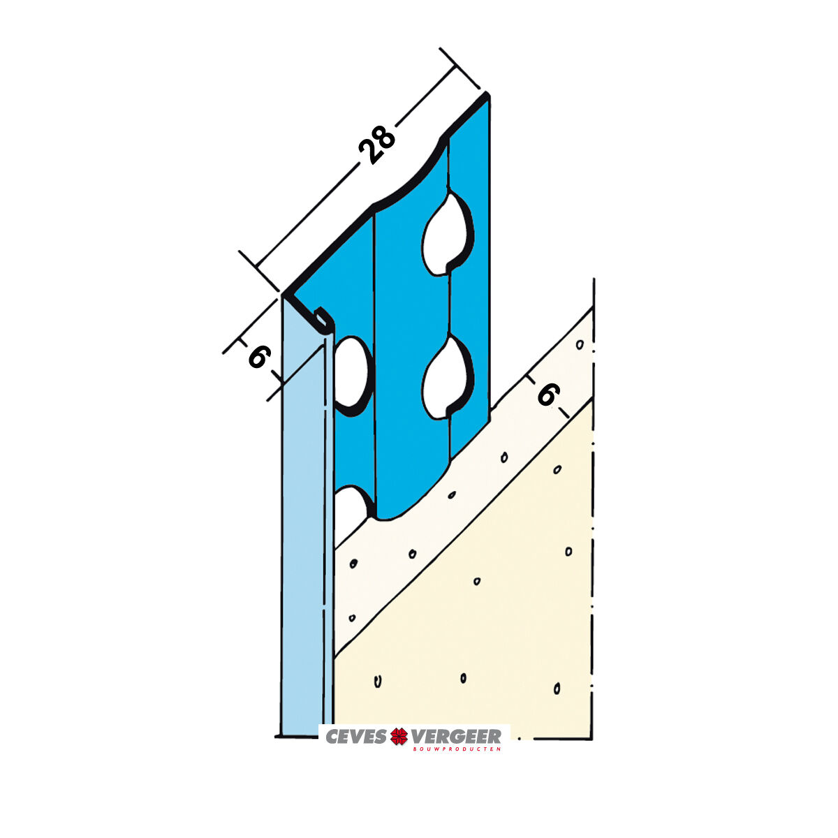 Stucstop SG1216-2.60 binnen verzinkt 6 mm lengte 2600 mm
