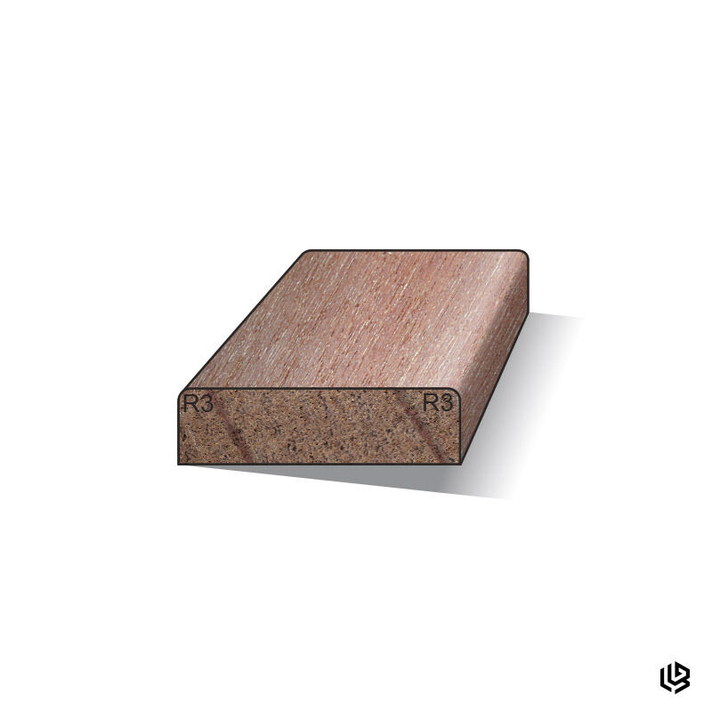 12 x 45 x 4900 mm Hardhout Platstuk model E recht gegrond FSC