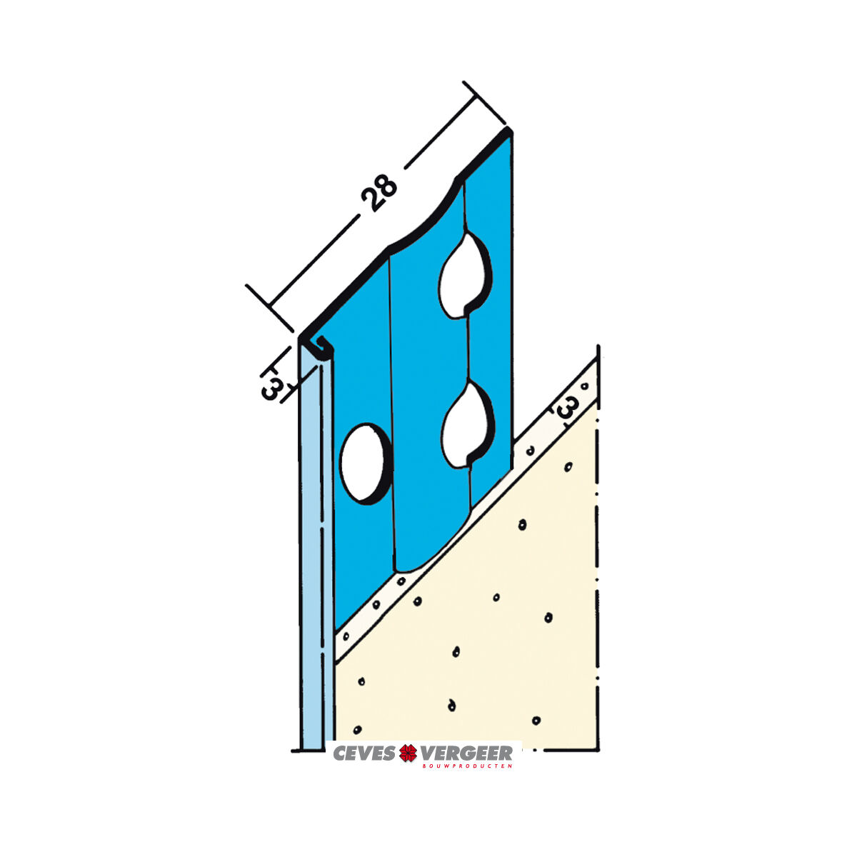 Stucstop SG1236-2.60 binnen verzinkt 3 mm lengte 2600 mm