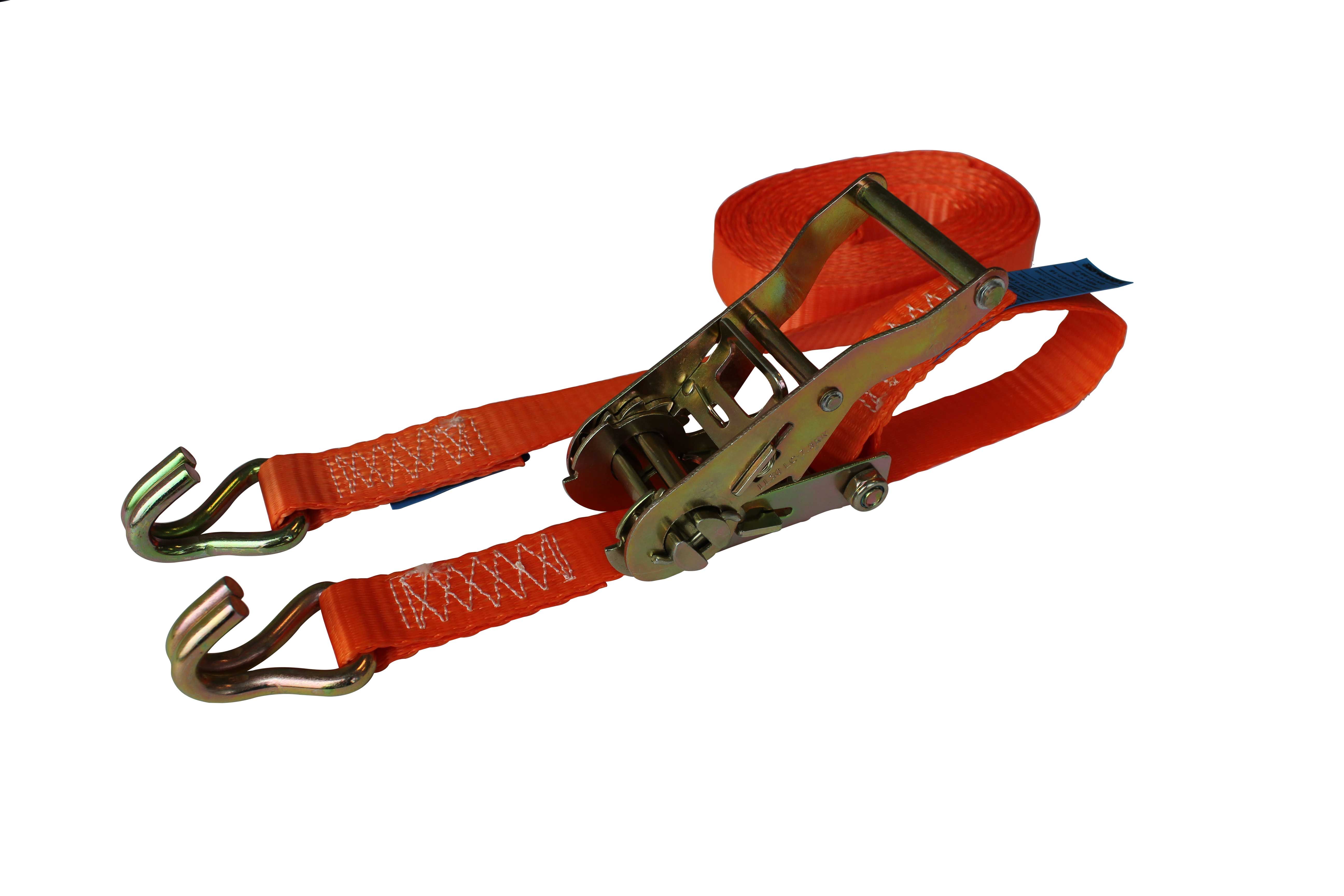 Spanband / Sjorband met ratel & haak Oranje 25 mm 5 m1 1500 kg