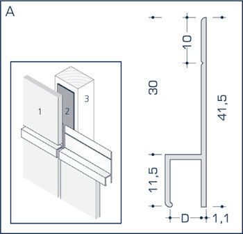 Rockpanel alu profiel A blank 6 x 3055 mm
