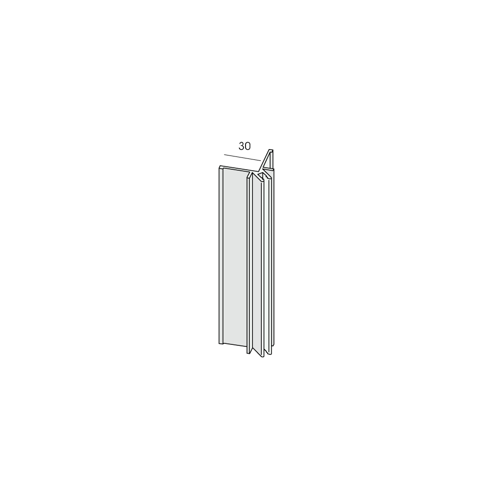 30 x 30 x 4000 mm Keralit basis uitwendig hoekprofiel (2803), Aluminium