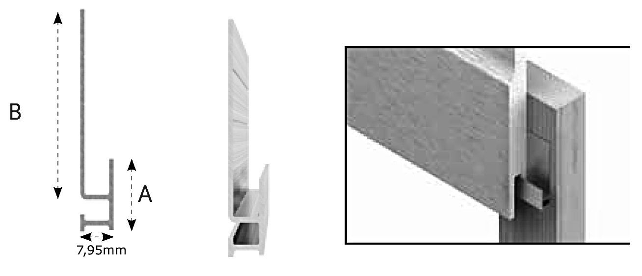 Rockpanel alu startprofiel K Lines 2 blank lengte 3055 mm