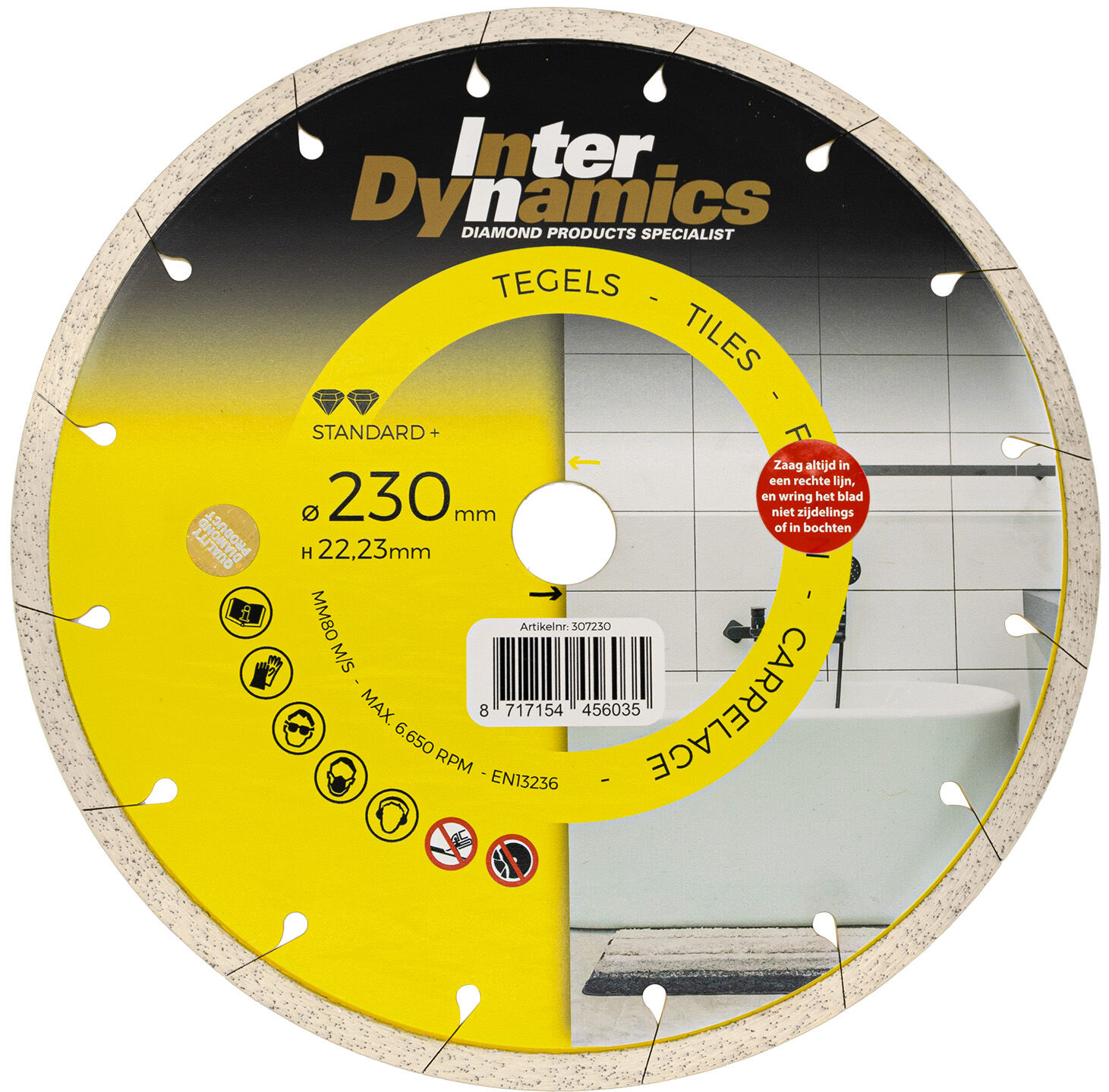 InterDynamics Tegels Standard + diamantzaagblad 230 x 22.23 mm