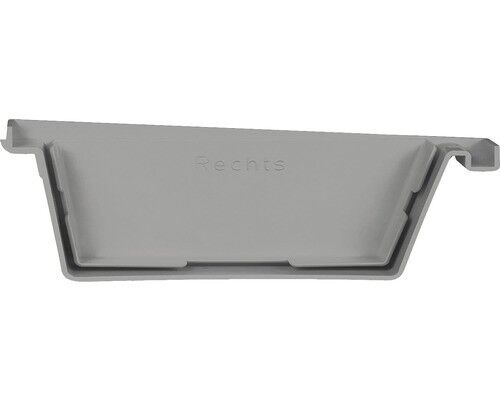 Bakgooteindstuk 125 mm rechts PVC Grijs