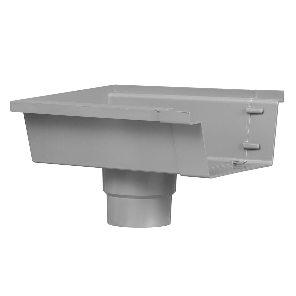 Bakgooteinduitloop links 125 mm PVC Grijs