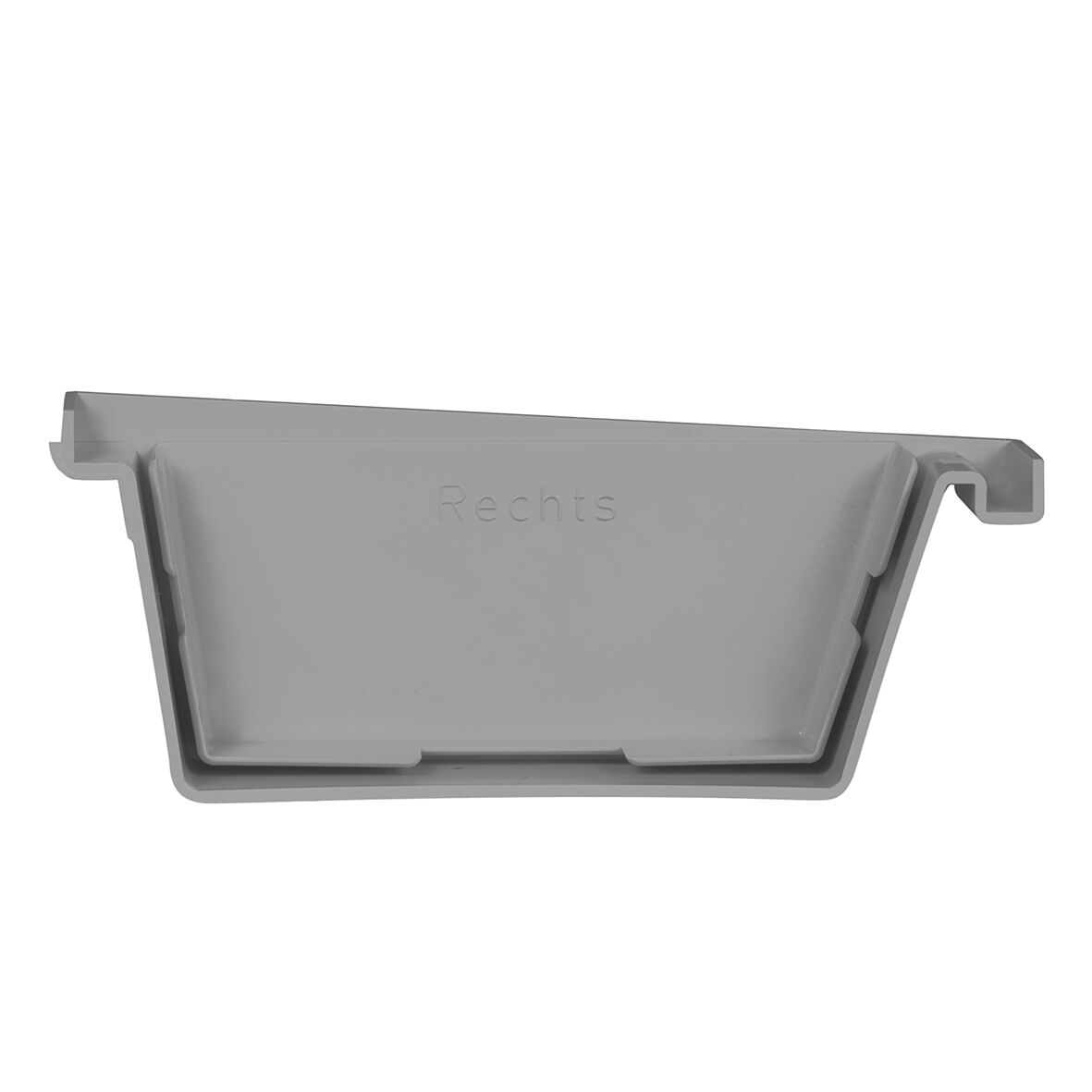 Bakgooteindstuk 125 mm rechts PVC Grijs