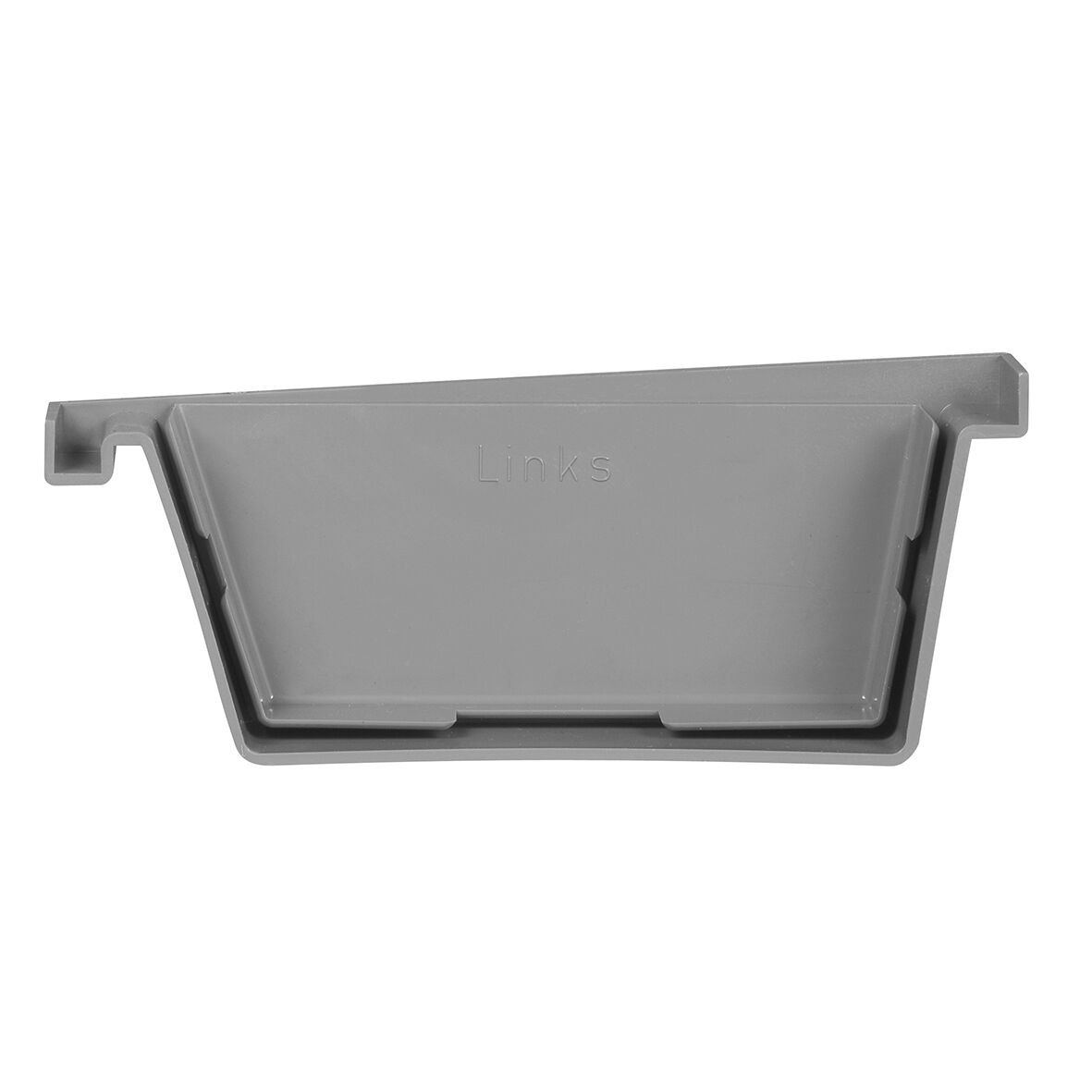 Bakgooteindstuk 125 mm links PVC Grijs