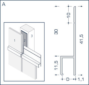 Rockpanel alu profiel A blank 6 x 3055 mm