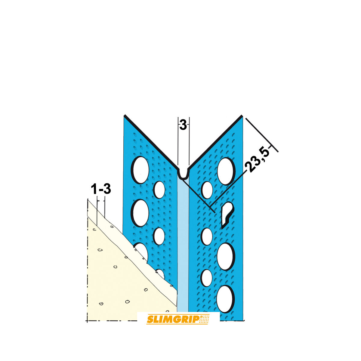 Hoekbeschermer 1-3 mm SG 1030 binnen lengte 2600 mm