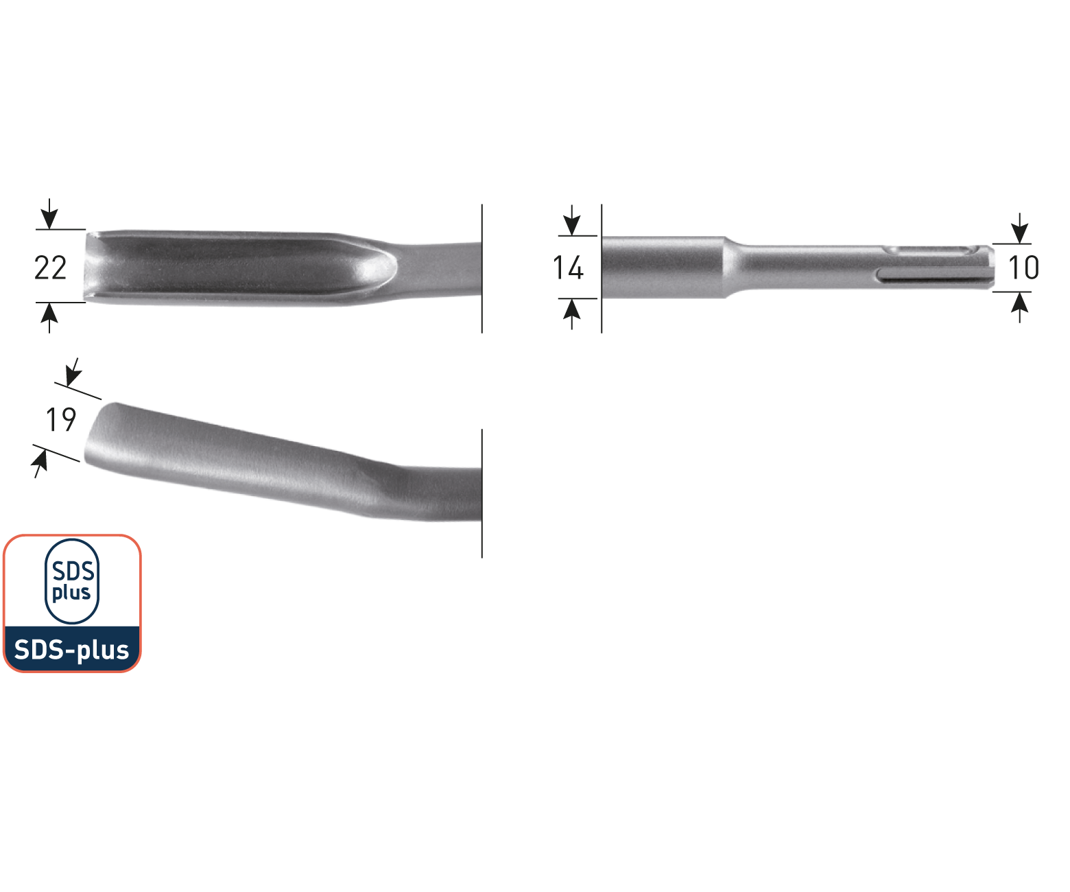 Rotec SDS-plus gutsbeitel, 22x250 (vpe 1)