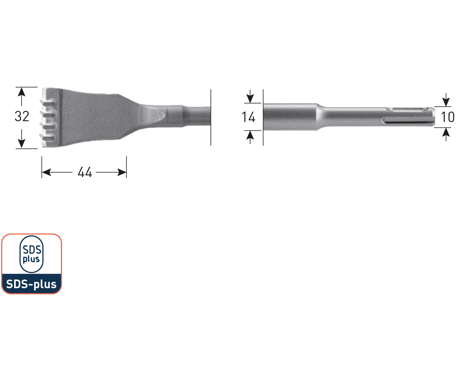 Rotec SDS-plus HM-tandbeitel, 32x125 (vpe 1)