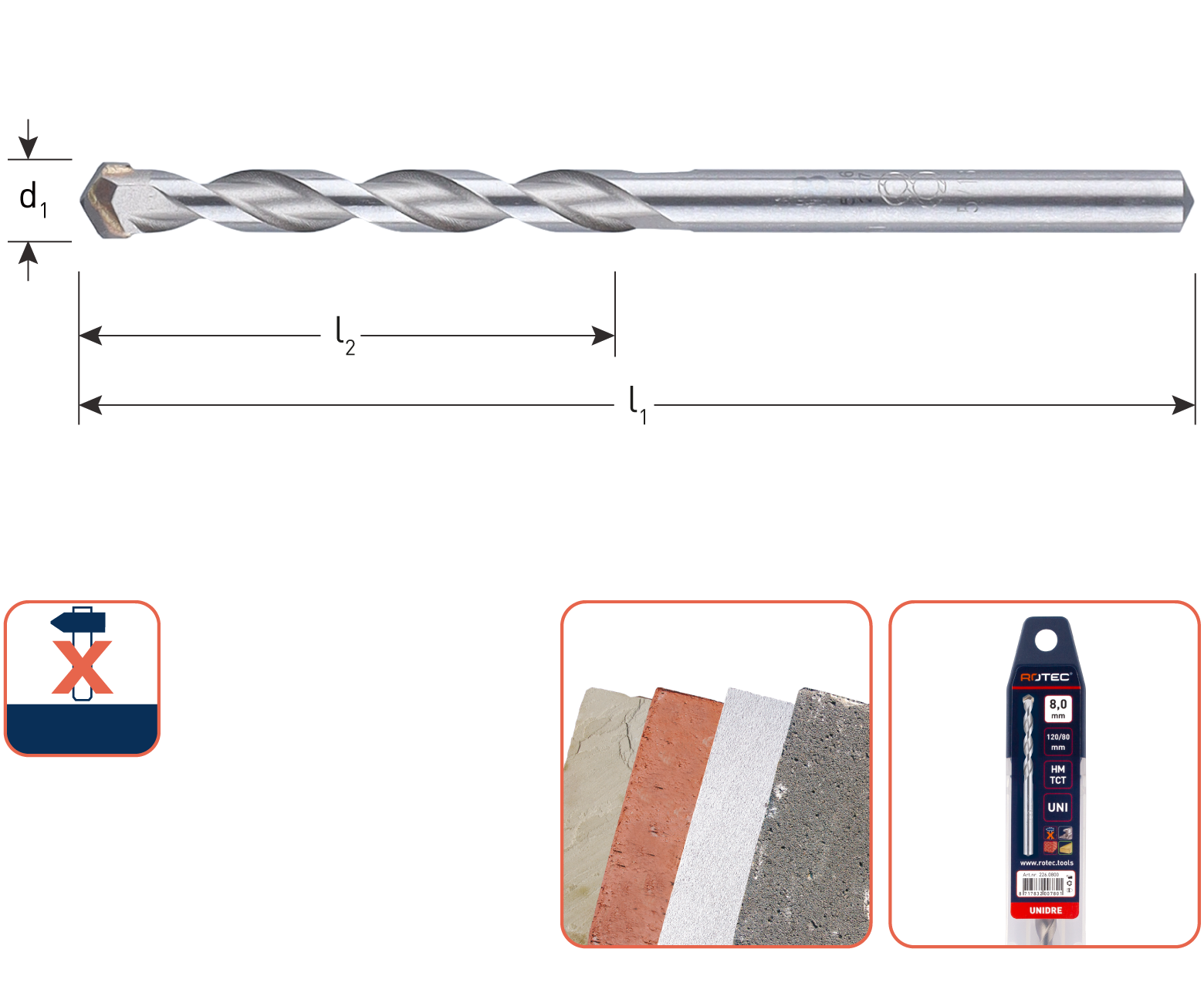Rotec UNIDre multifunctionele boor, ø4,0x50/85 (vpe 1)