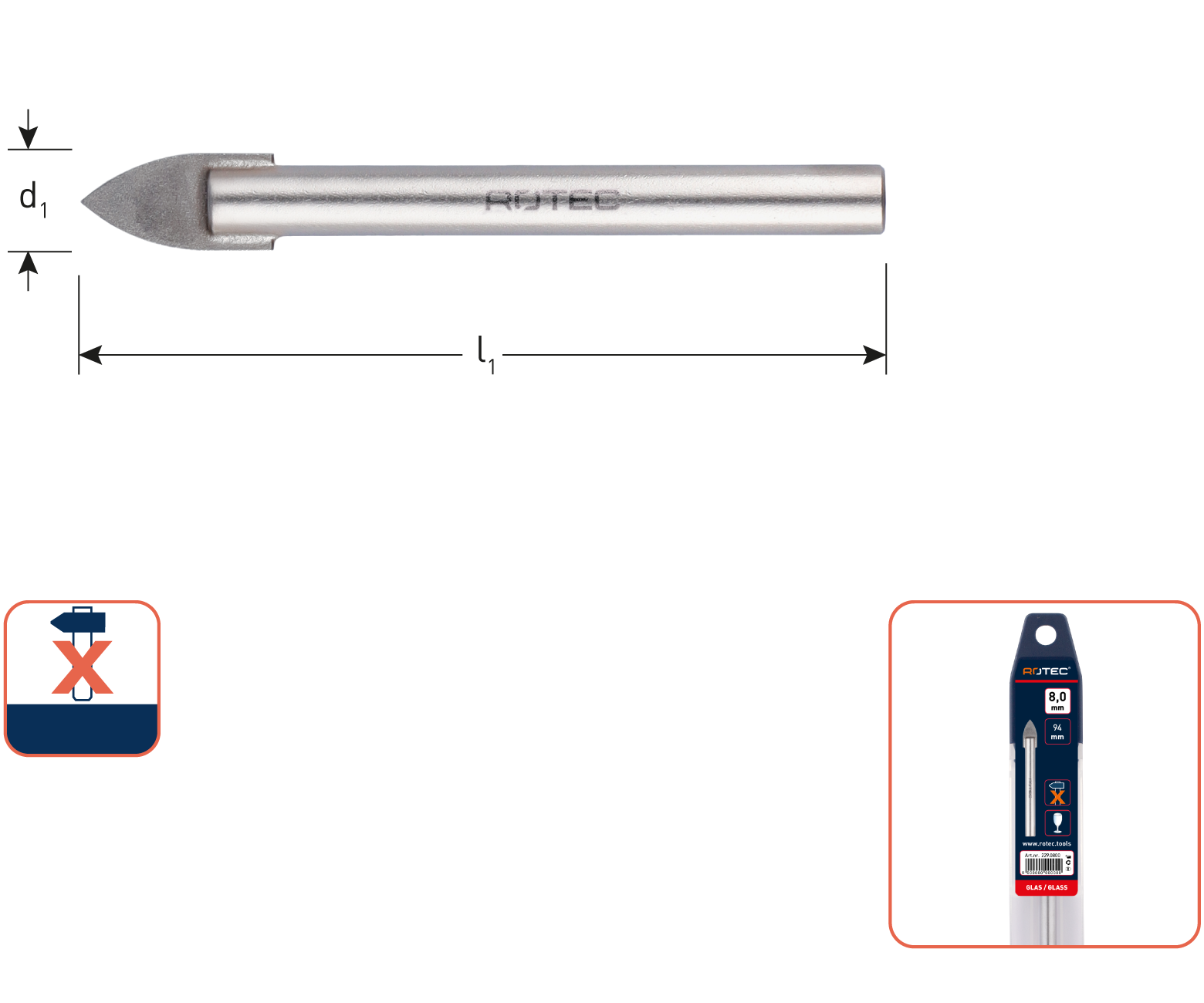 Rotec Glasboor, ø3x89 (vpe 1)
