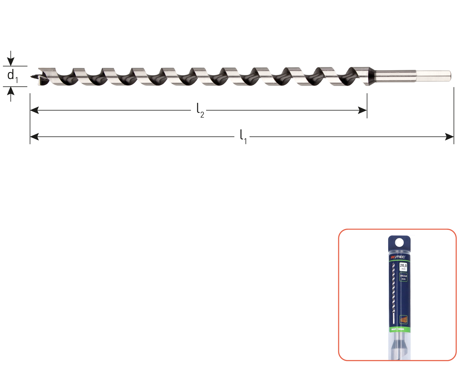 Rotec Slangenboor SILVER-LINE, ø16x155x230 (vpe 1)