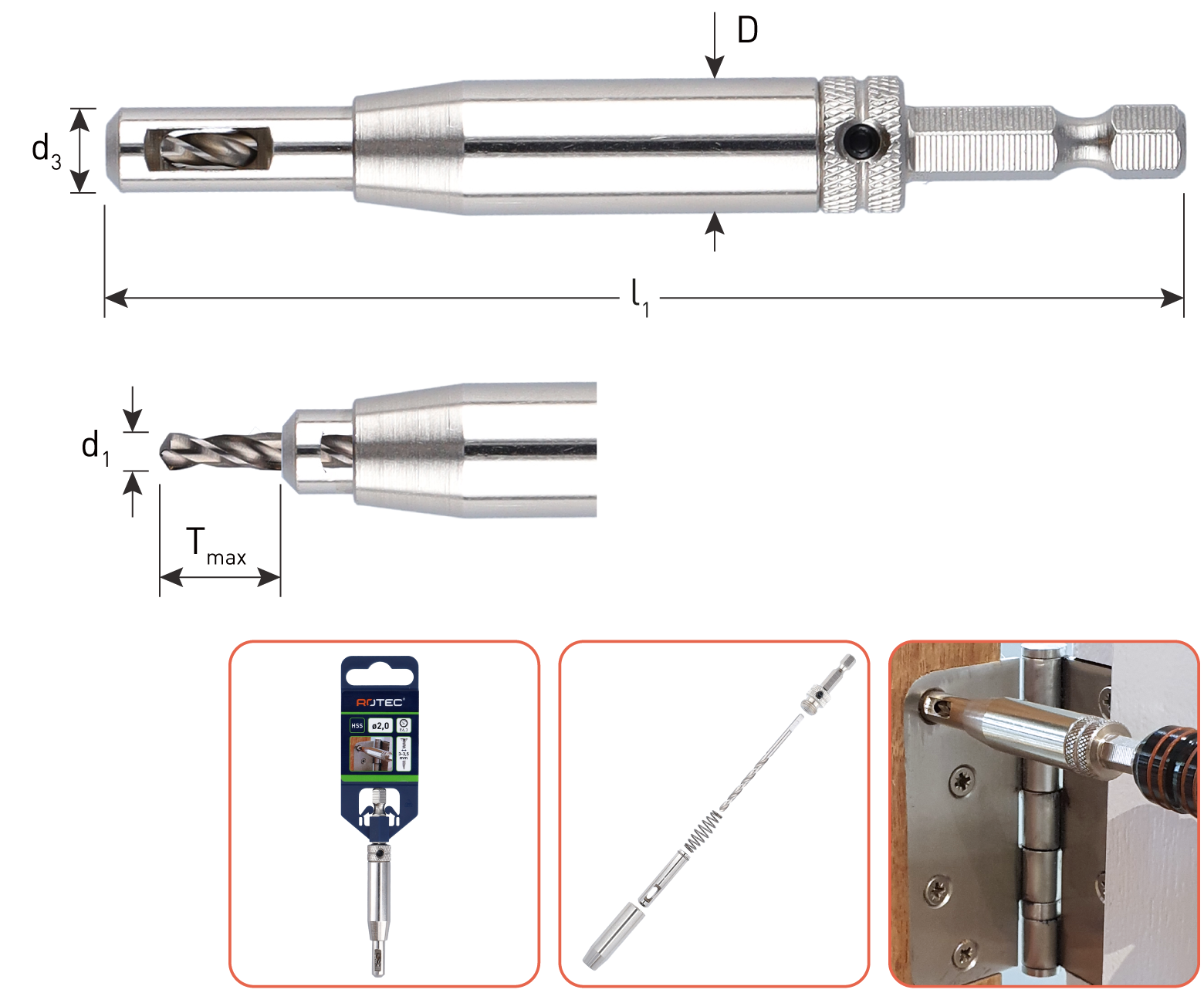 Rotec Hss Scharnierboor, 1/4"-Bitopn. E6.3, Ø3,5 (schroef ø5-5,5)