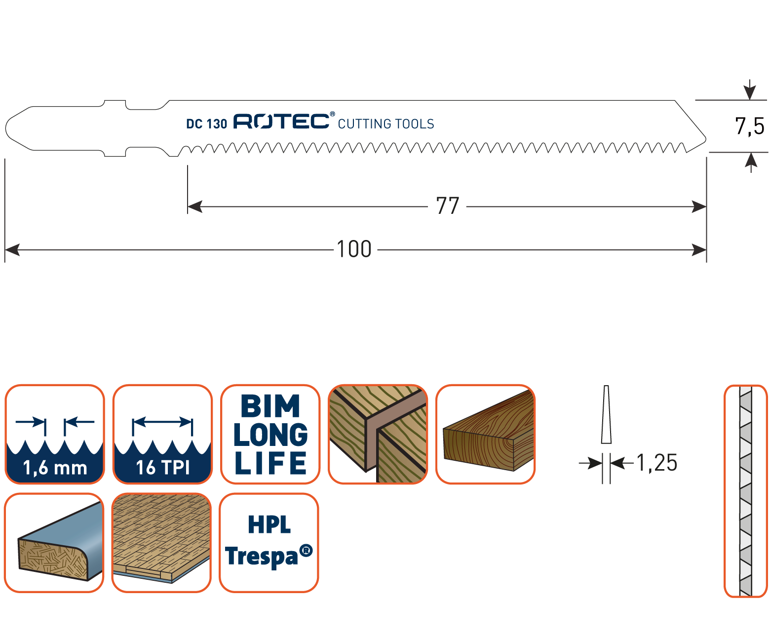 Rotec Decoupeerzaagblad DC130 / T101AIF (vpe 5)