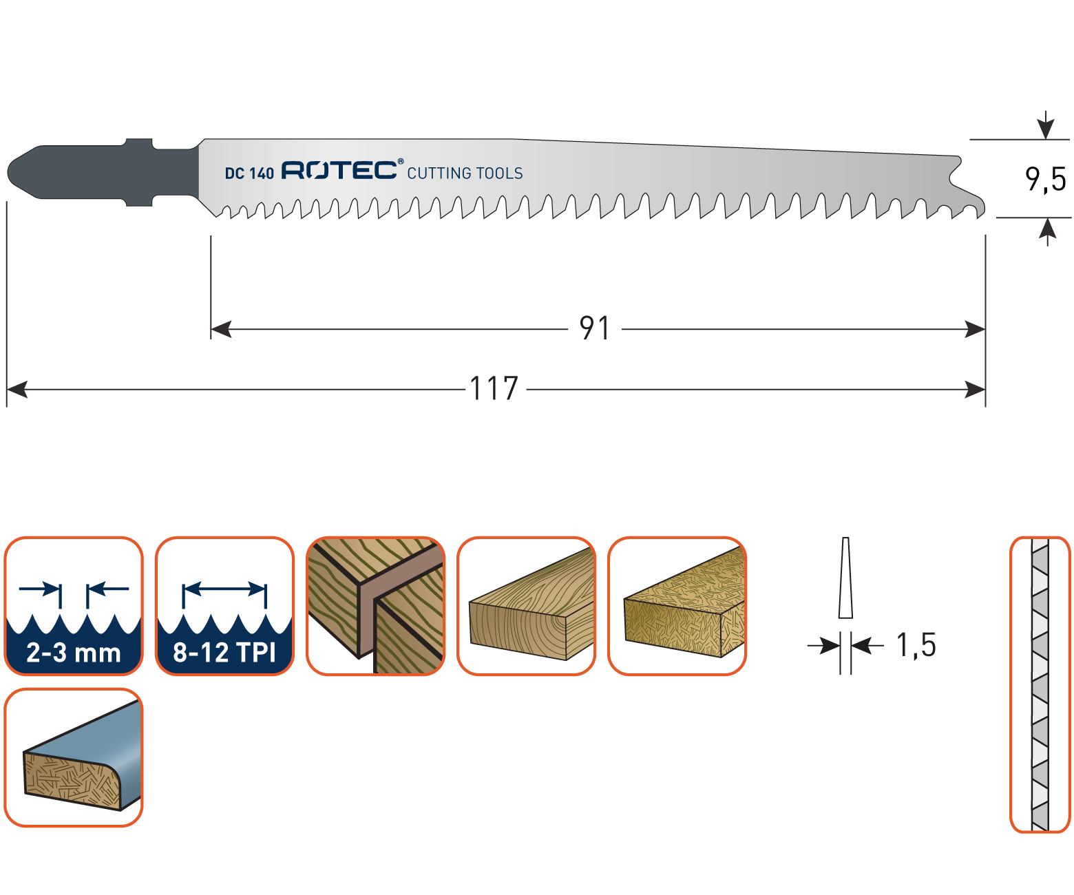 Rotec Decoupeerzaagblad DC140 / T234X (vpe 5)
