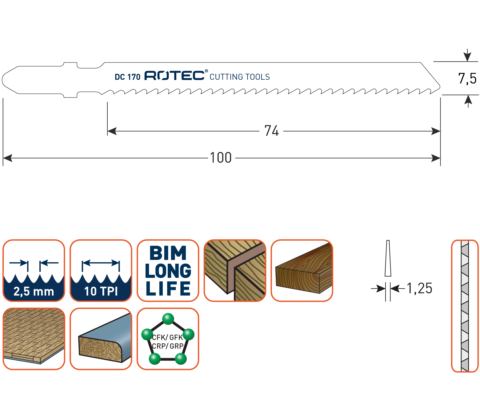 Rotec Decoupeerzaagblad DC170 / T101BF (vpe 5)