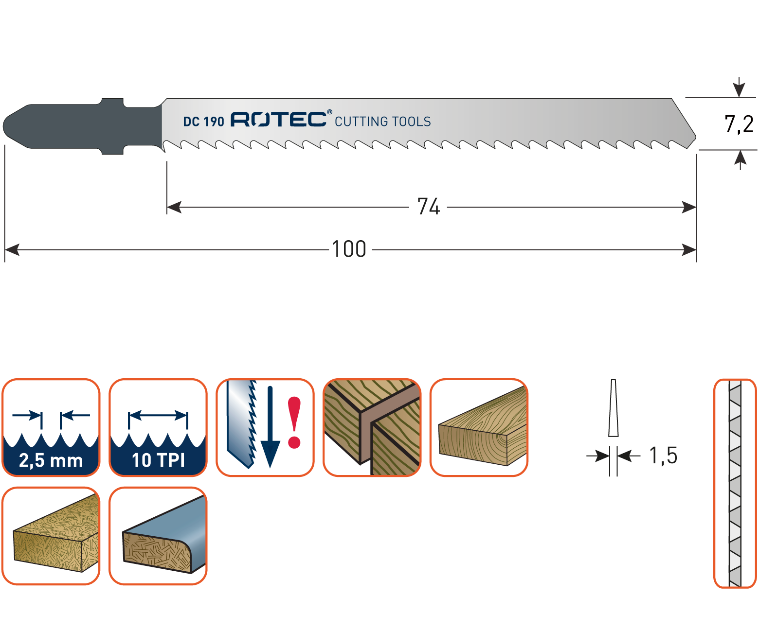 Rotec Decoupeerzaagblad DC190 / T101BR (vpe 5)