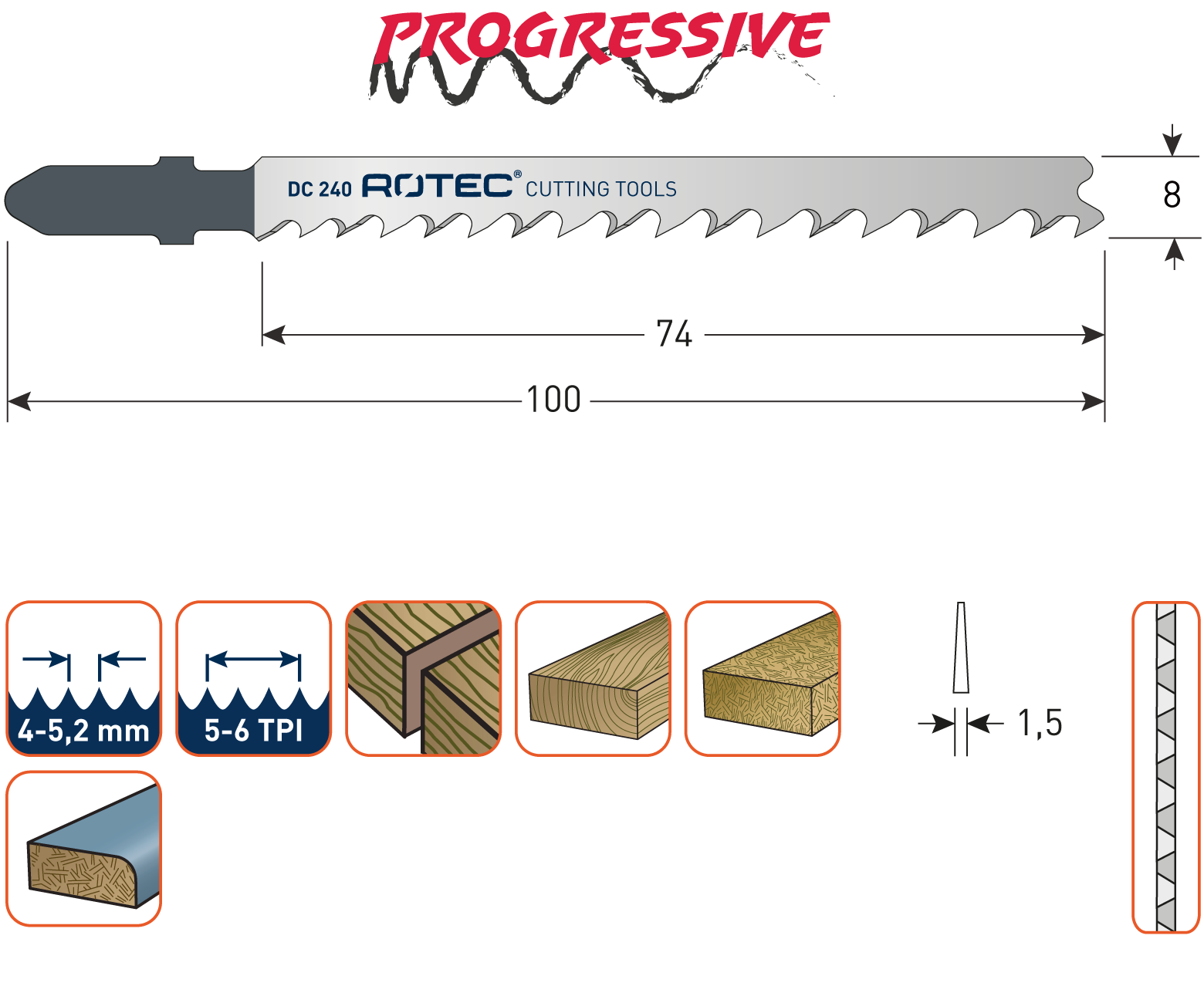 Rotec Decoupeerzaagblad DC240 / T101D (vpe 5)