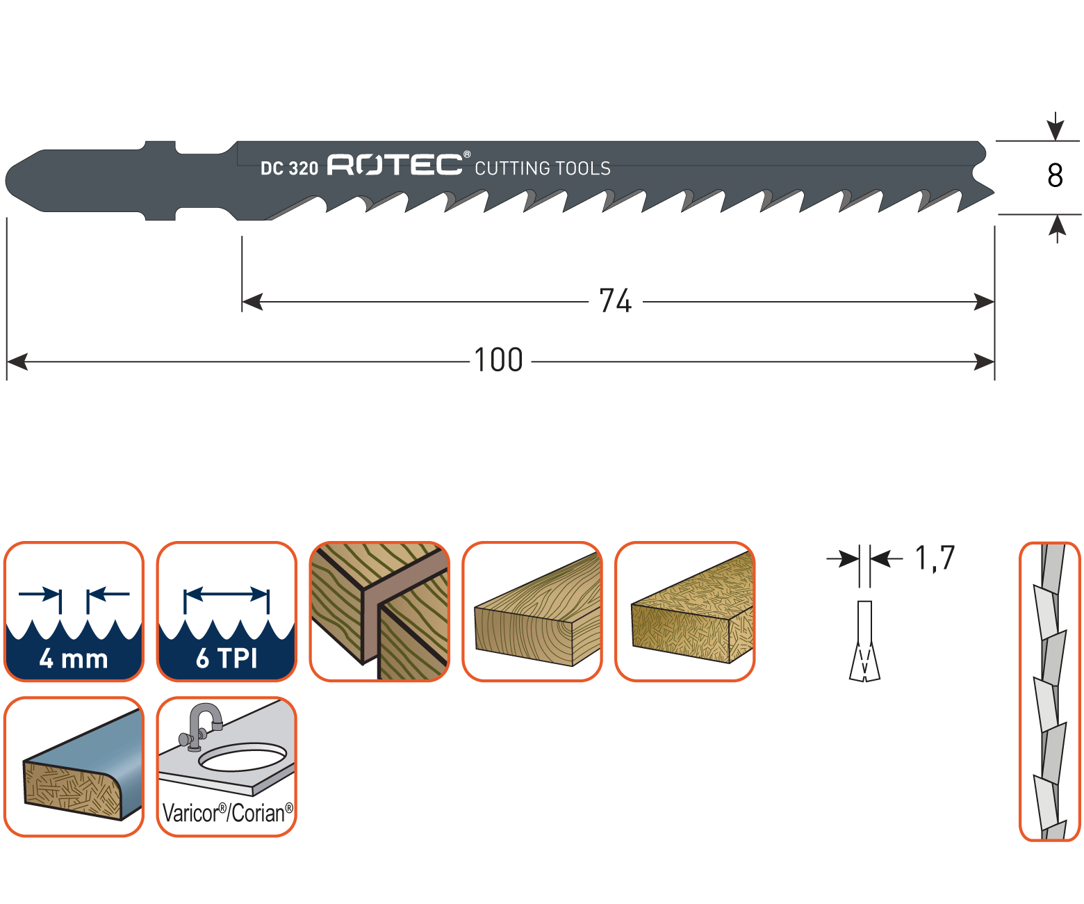 Rotec Decoupeerzaagblad DC320 / T144DP (vpe 5)