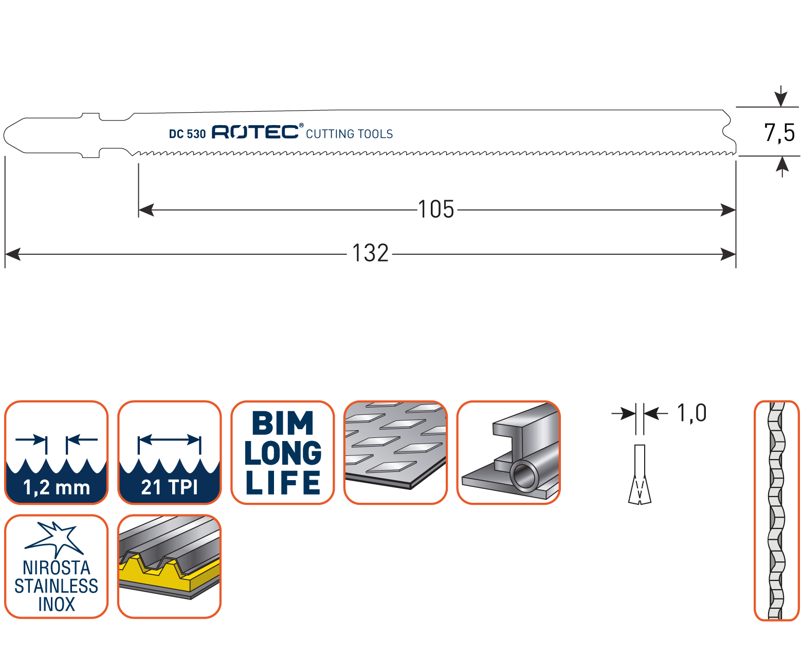 Rotec Decoupeerzaagblad DC530 / T321AF (vpe 5)