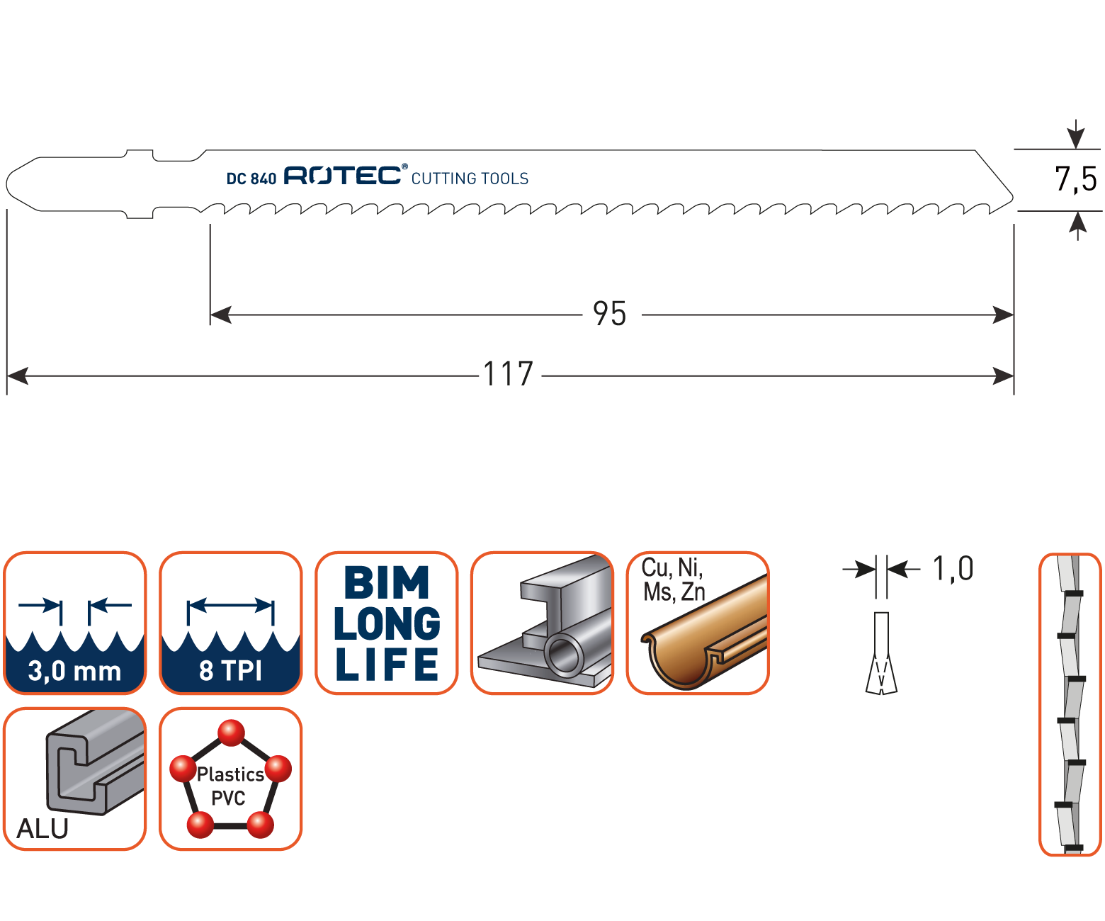 Rotec Decoupeerzaagblad DC840 (vpe 5)