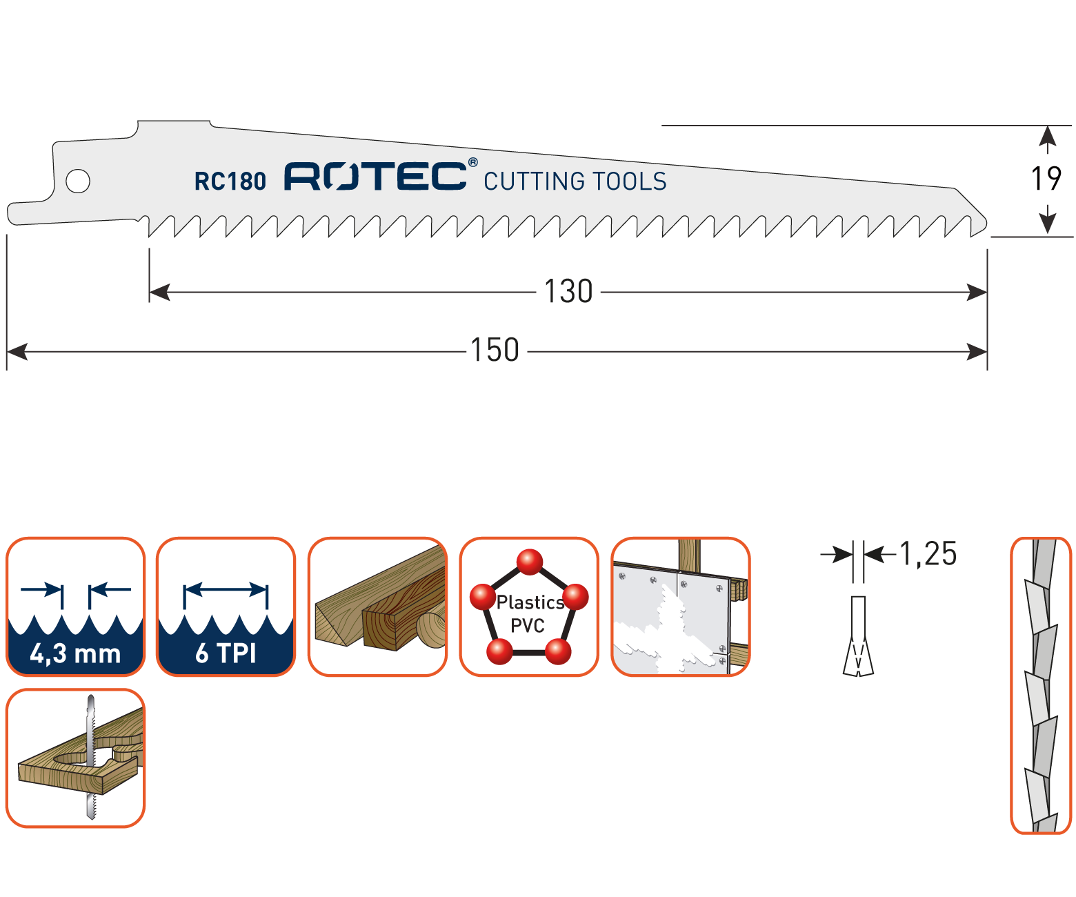 Rotec Reciprozaagblad RC180 / S644D (vpe 5)