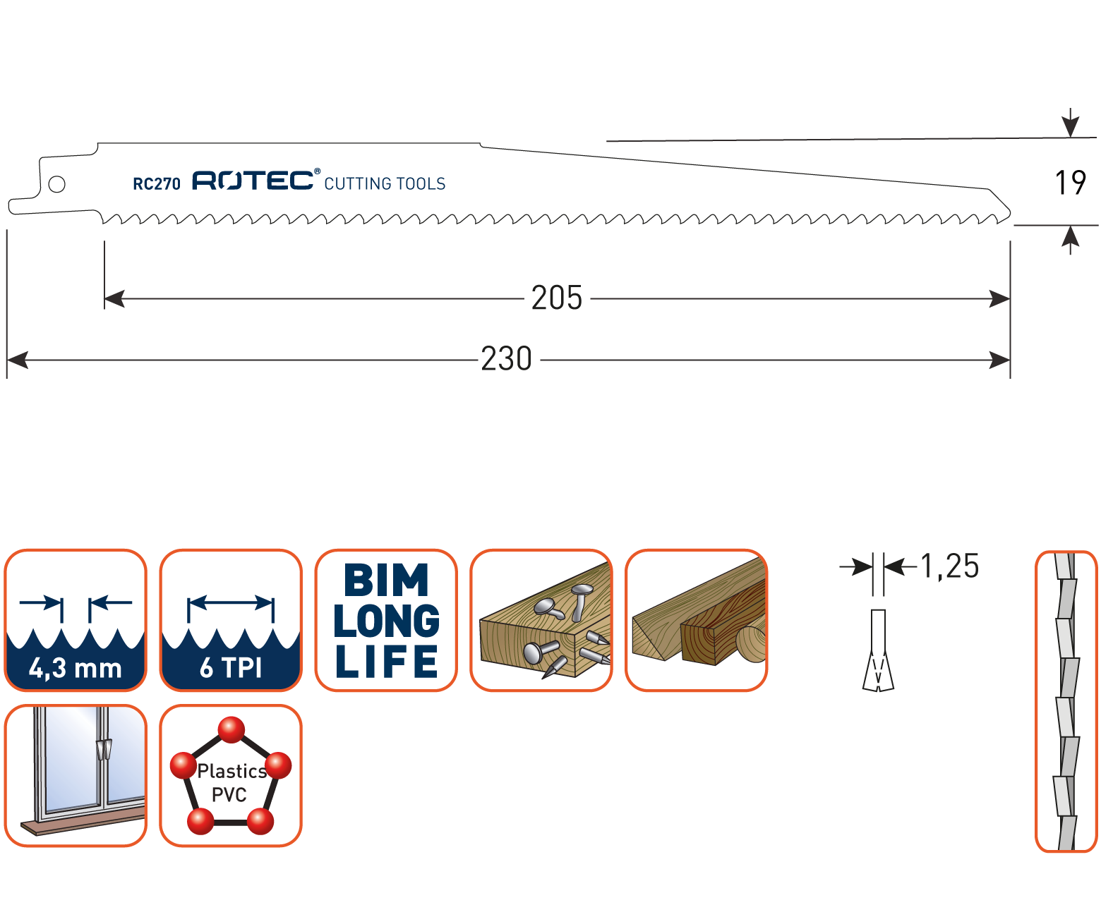 Rotec Reciprozaagblad RC270 / S1111DF (vpe 5)