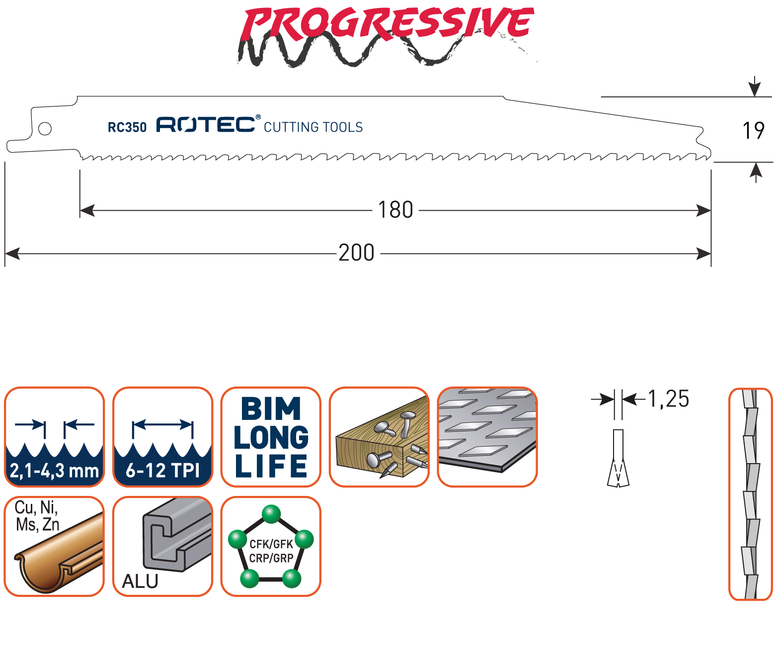 Rotec Reciprozaagblad RC350 / S3456XF (vpe 5)