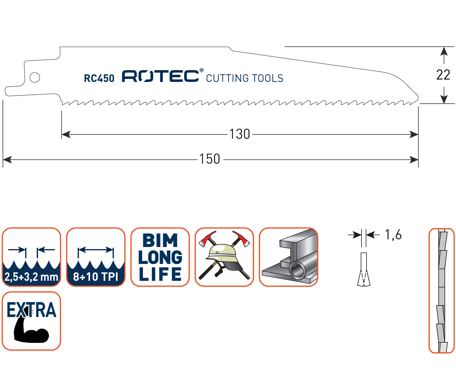 Rotec Reciprozaagblad RC450 / S920CF (vpe 5)