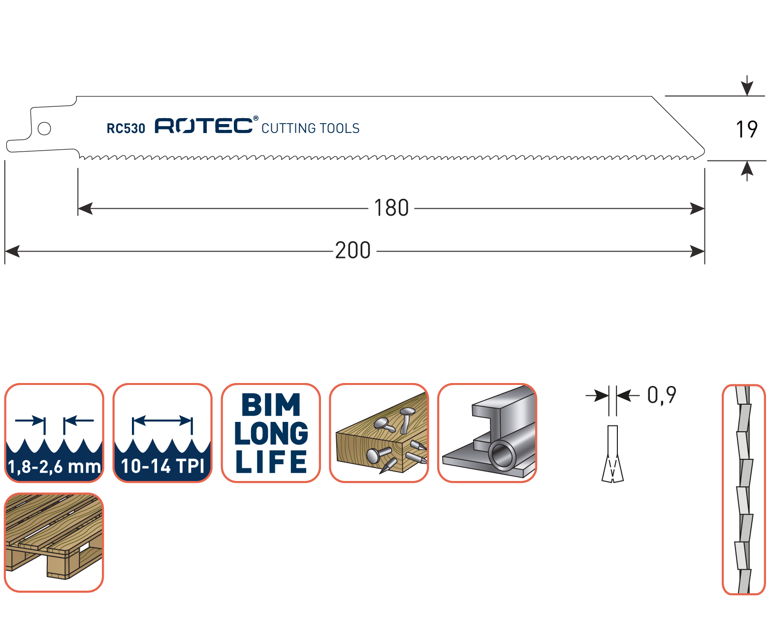 Rotec Reciprozaagblad RC530 (vpe 5)