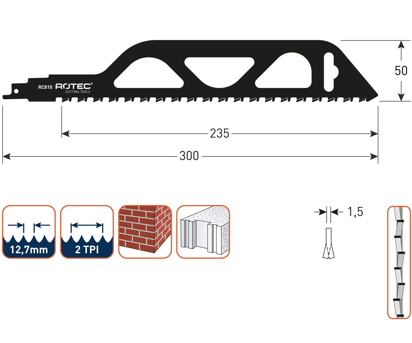 Rotec Reciprozaagblad RC810 / S1243HM (vpe 1)