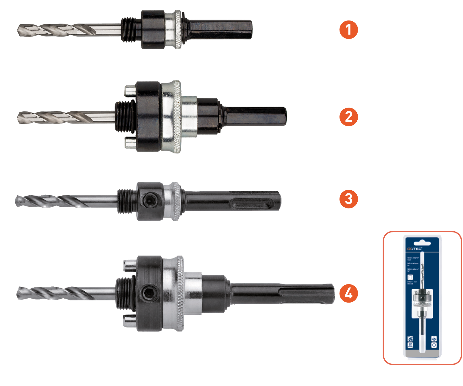 Rotec Quick-Lock adapter, 6-knt. 9, tbv. gatzagen ø32-210 (vpe 1)