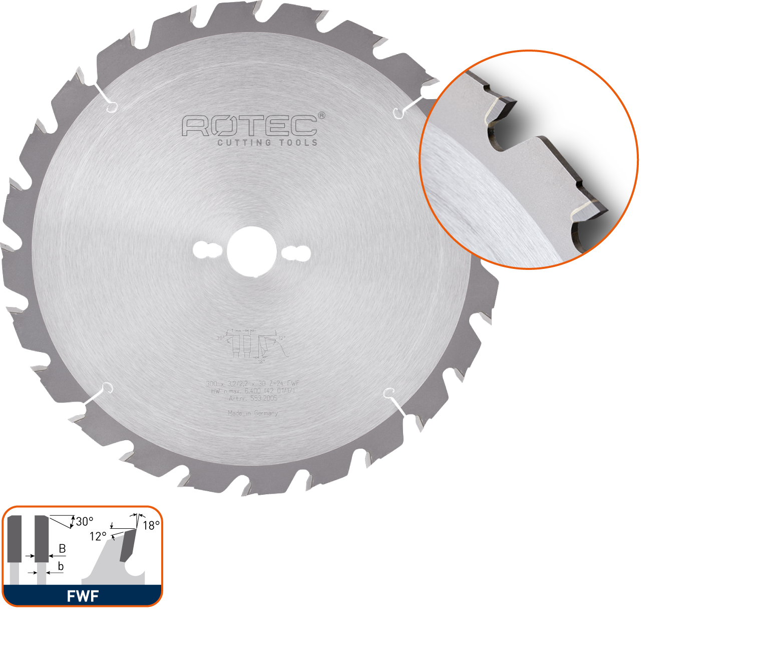 Rotec HM bouwzaagblad, ø300x3,2x30 Z=24 FWF (vpe 1)