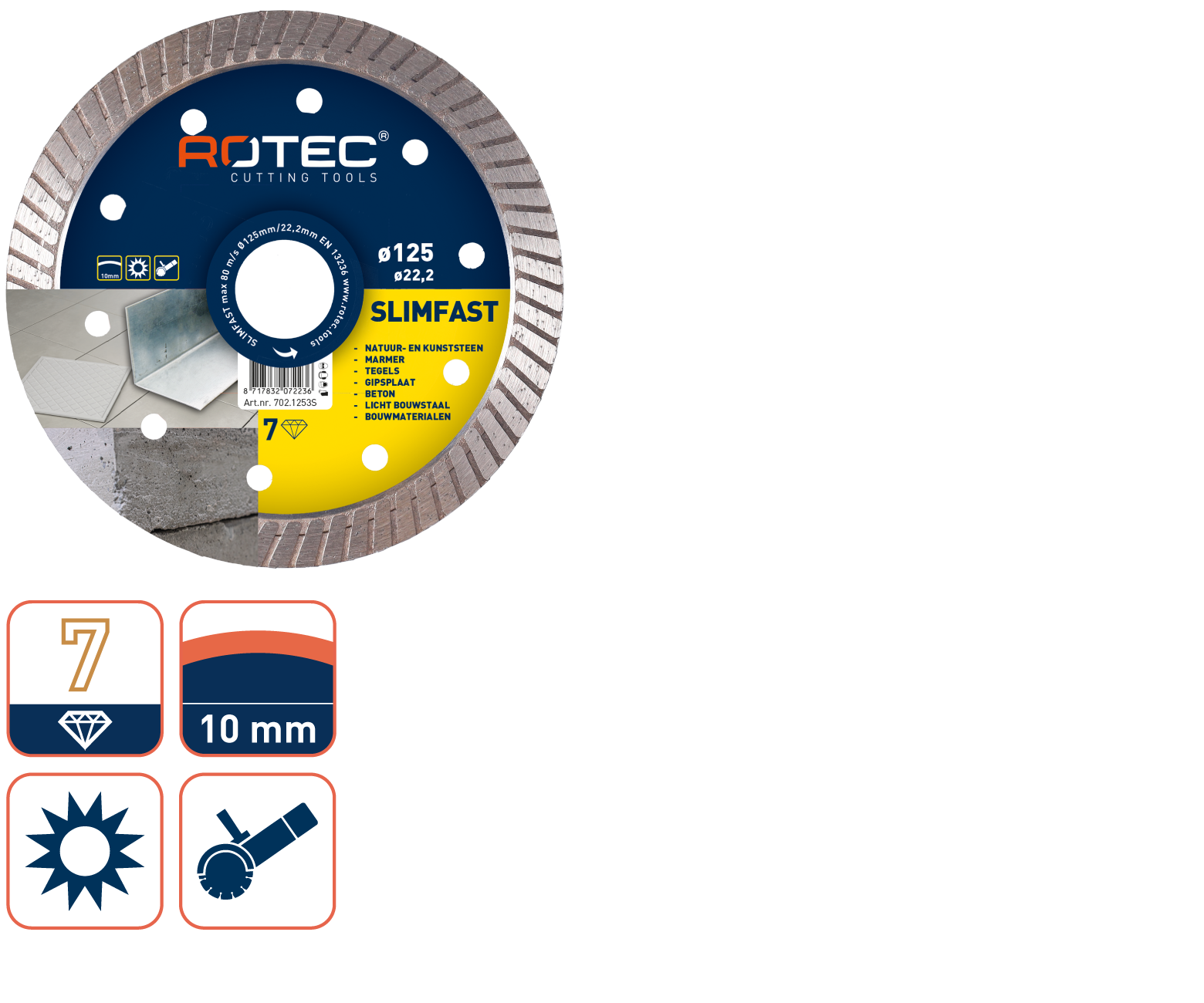 Rotec Diamantzaagblad 'SLIMFAST' ø125x1,2xø22,2 (vpe 1)