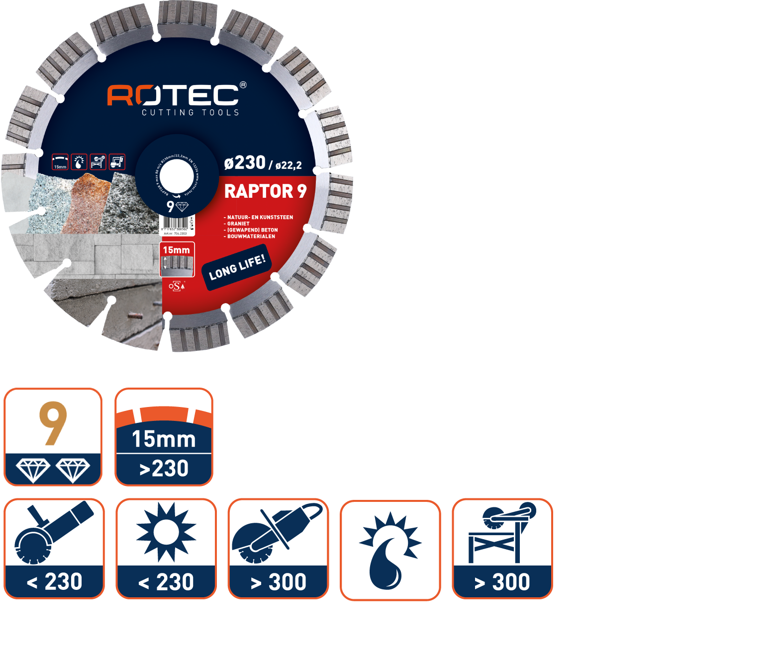 Rotec Diamantzaagblad 'SUPER SPEED' diam. 230x2,6xdiam. 22,2