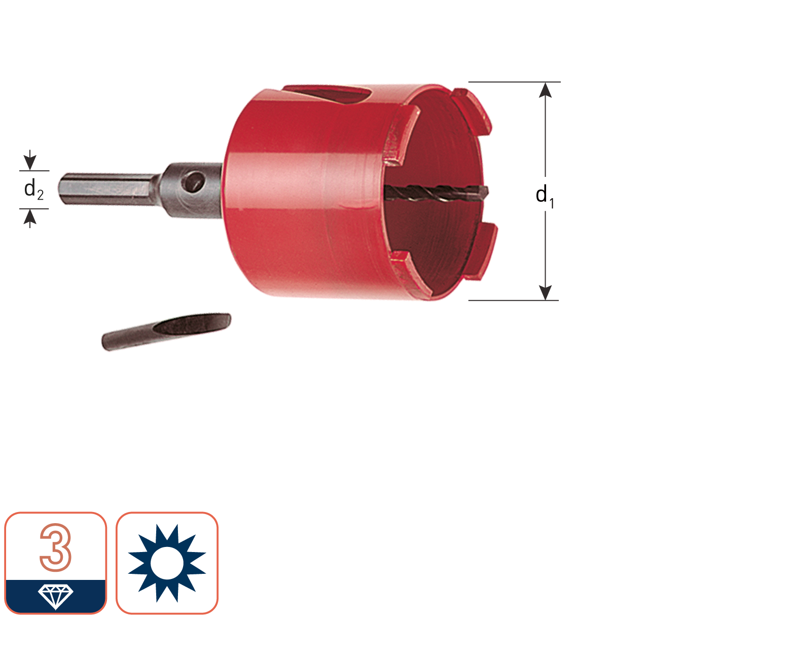 Rotec Diamant dozenboor 'ECO', M16-opname, ø82Incl. 6-kknt adapter en centreerboor (vpe 1)