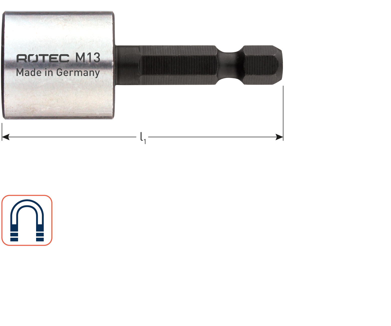 Rotec Dopsleutel E6.3x50, magnetisch, SW 11 (vpe 1)