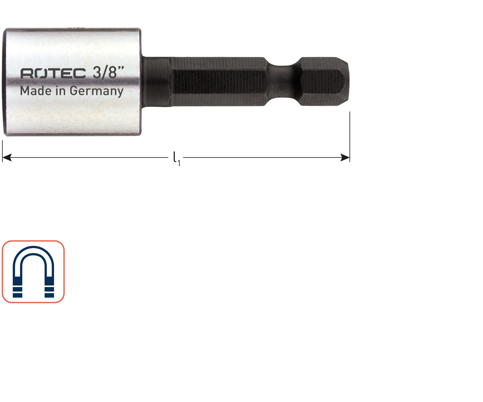 Rotec Dopsleutel E6.3x50, magnetisch, SW 1/4' (vpe 1)